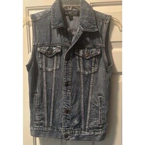 XXX Rude Denim Vest Size Small Cut Off Y2K Rock Punk Goth Emo Grunge Med Wash